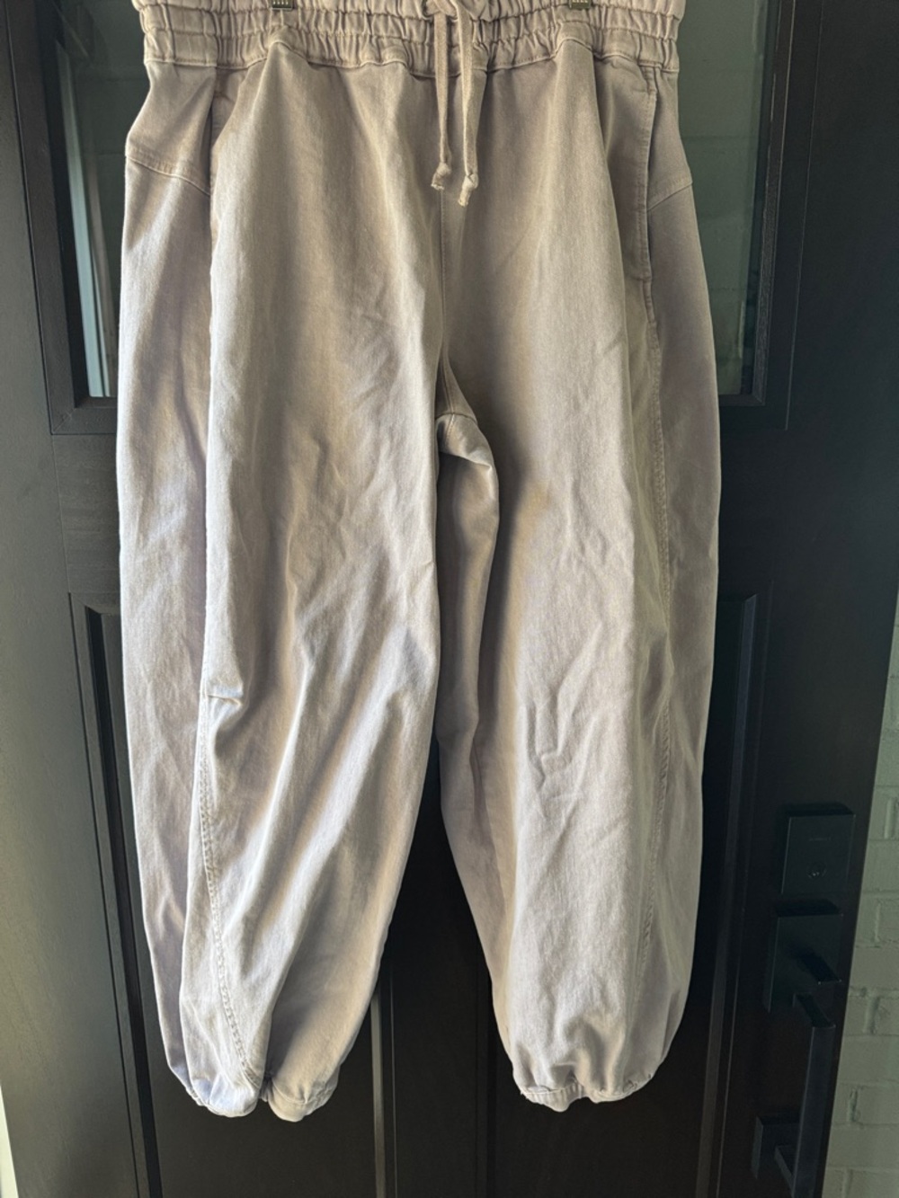 Women’s Light Gray Elastic-Waist Casual Pants